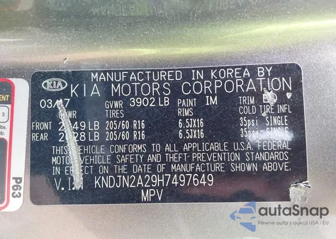 2017 Kia Soul из США, поврежденный, VIN KNDJN2A29H7497649